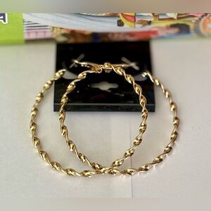 Elegant Gold Twisted Hoop Earrings